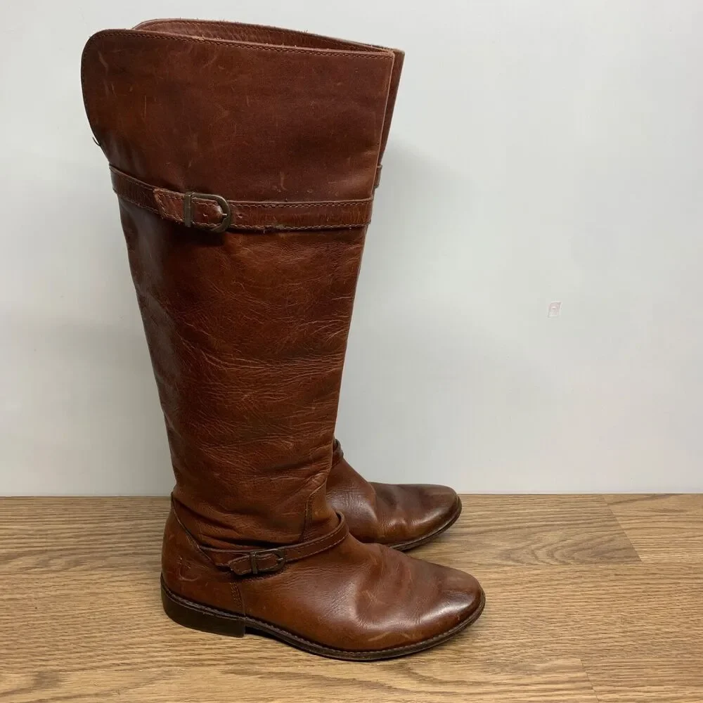 FRYE Shirley 77745 Brown Leather‎ Equestrian Riding Boots Women's 6.5B